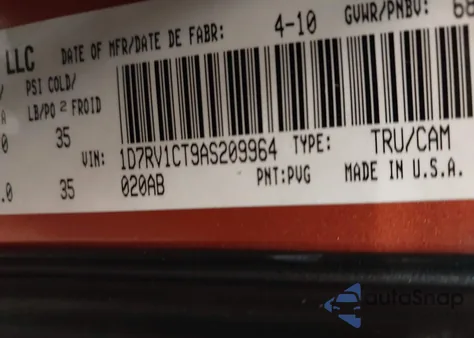 2010 Dodge Ram 1500 Slt/Sport/Trx из США, поврежденный, VIN 1D7RV1CT9AS209964